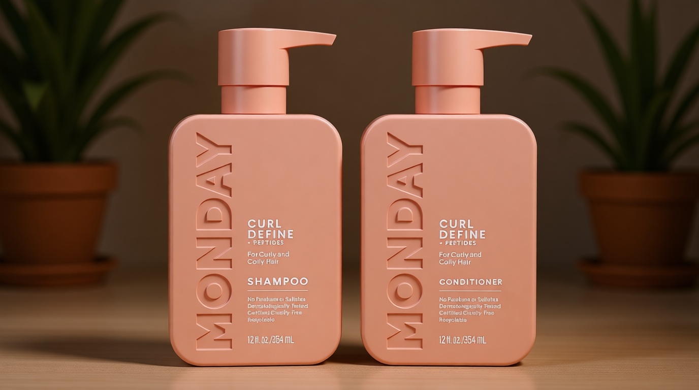 MONDAY HAIRCARE Curl Define Shampoo + Conditioner Set (2 Count) 12 oz Each Nourishes Curls, Tames Frizz, Coconut Oil and Shea Butter Enhance Shine, 100% Recyclable Bottle