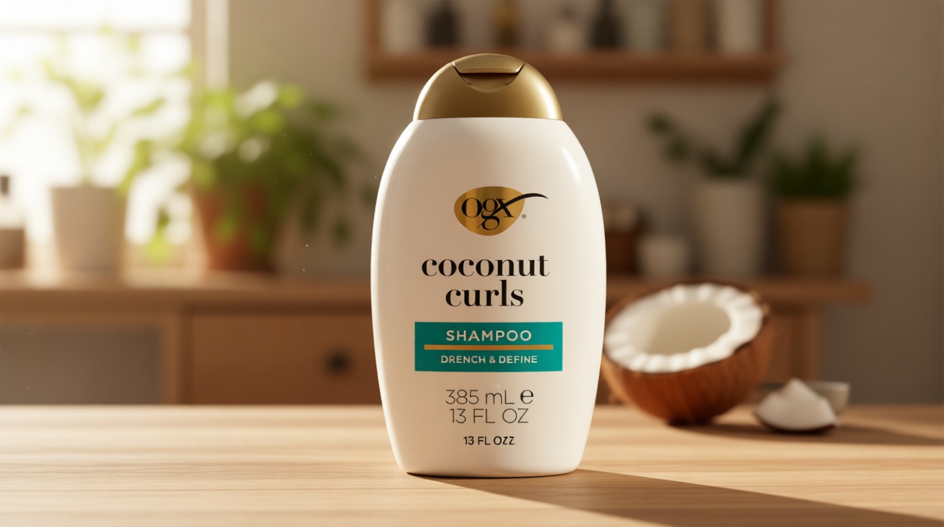 OGX Quenching + Coconut, Curl-Defining Shampoo, Hydrating & Nourishing Curly Hair Shampoo with Coconut Oil, Citrus Oil & Honey, Paraben, Sulfate-Free Surfactants, 13 floz