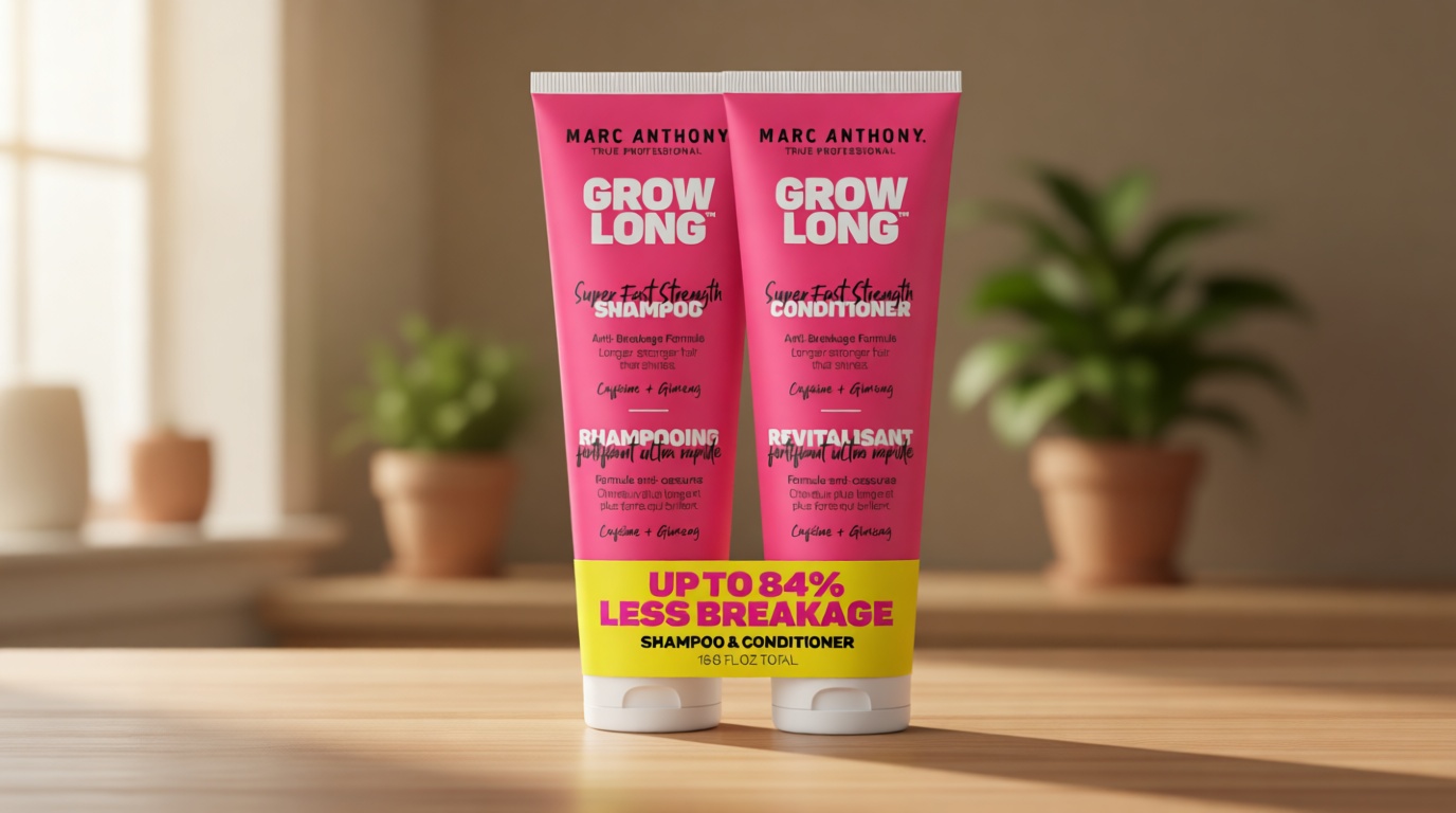 Marc Anthony Shampoo and Conditioner Gift Set, Grow Long Biotin - Anti-Frizz Deep Conditioner For Split Ends & Breakage - Vitamin E, Caffeine & Ginseng for Curly, Dry & Damaged Hair