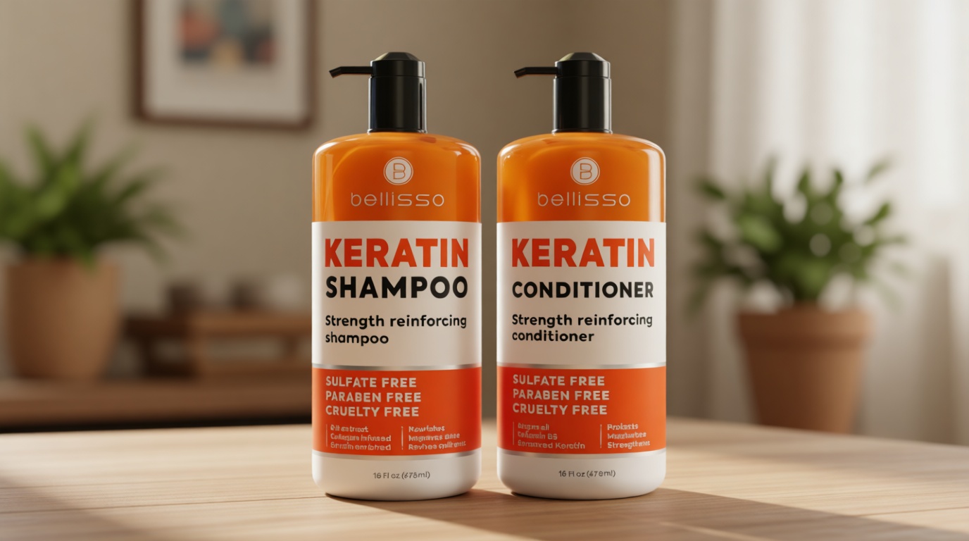 Keratin Shampoo and Conditioner Set - Sulfate Free and Paraben Free - Salon Thickening Treatment for Dry, Damaged, Curly, Frizzy, Straight or Color Treated Hair - Anti Frizz Formula for Women and Men