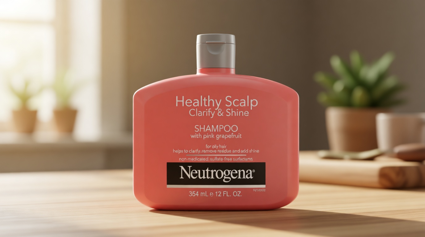 Neutrogena Exfoliating Healthy Scalp Clarifying Shampoo for Oily Hair & Scalp, Pink Grapefruit pH-Balanced Anti-Residue Formula Adds Shine, Sulfate, Paraben & Phthalate-Free, Color-Safe, 12 Fl Oz