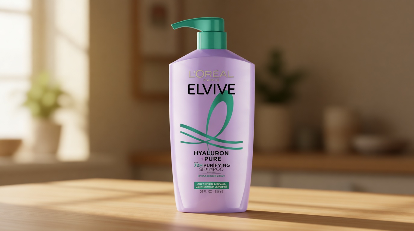 L'Oreal Paris Elvive Hyaluron + Pure 72H Purifying Shampoo for Oily Hair, Clarifying Shampoo with Salicylic Acid and Hyaluronic Acid, 28 Fl Oz