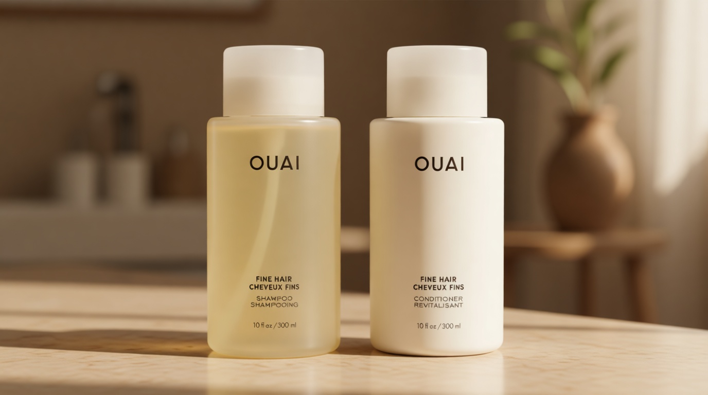 OUAI Fine Shampoo and Conditioner Set - Sulfate Free Shampoo and Conditioner for Women & Men - Made with Keratin, Marshmallow Root, Shea Butter & Avocado Oil - Free of Parabens & Phthalates (10 Fl Oz)