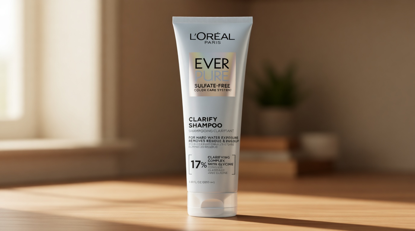 L'Oreal Paris Clarify Sulfate Free Shampoo with Antioxidants, Clarifying Shampoo for Hard Water Exposure and Styling Build-up, EverPure, 6.8 Fl Oz