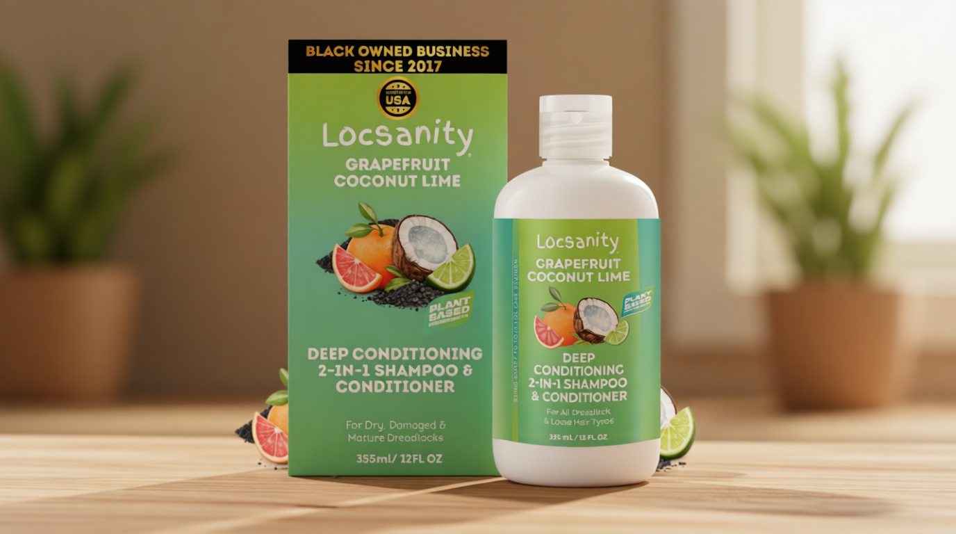 Locsanity - Grapefruit Coconut & Lime 2-in-1 Loc Shampoo & Conditioner - 16oz - Hydrating, Strengthens Hair for Dreads, Sisterlocks, Locks, & Dreadlocks | Optimal for Mature Locs