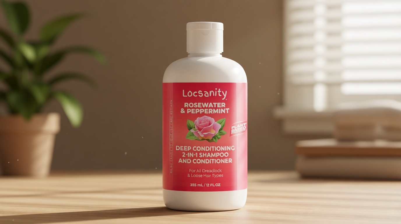 Shampoo and Conditioner for Dreadlocks - Locsanity Rosewater Peppermint 2-in-1 Sulfate-Free Formula - Moisturizing & Strengthening for Locs, Microlocs & Natural Hair (12 fl oz)