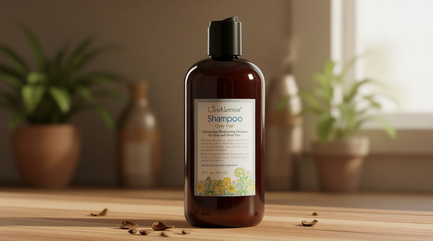 Just Nutritive Gray Hair Shampoo | Gray Hair Treatment | Just Natural Hair Care | Natural Shampoo 16 Oz