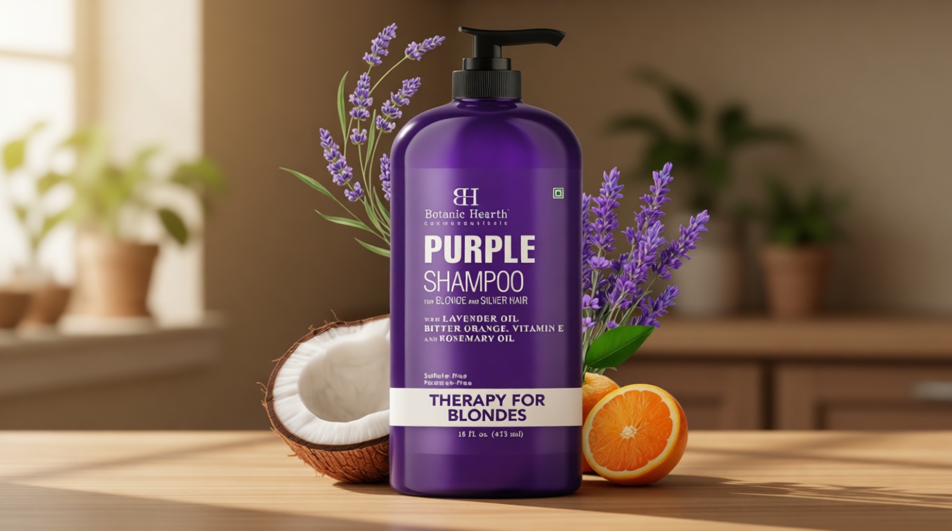 Botanic Hearth Purple Shampoo 16 Fl Oz | For All Shades Of Blonde, Silver & Gray Hair | With Lavender Oil, Vitamin E & Rosemary Oil | Sulfate & Paraben Free