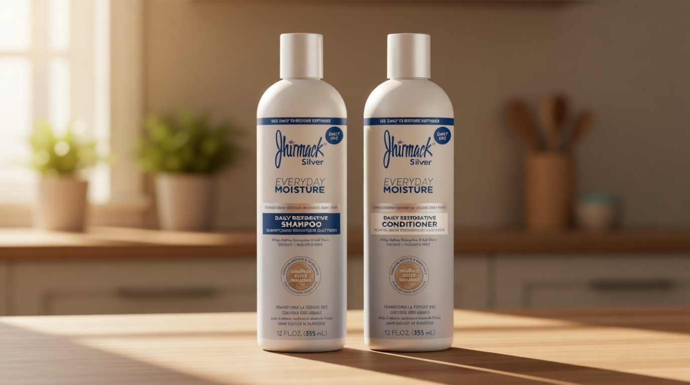 Jhirmack Silver Everyday Moisture Daily Restorative Shampoo and Conditioner Set | For all types of Silver, Grey, and White Hair | 12 fl oz each