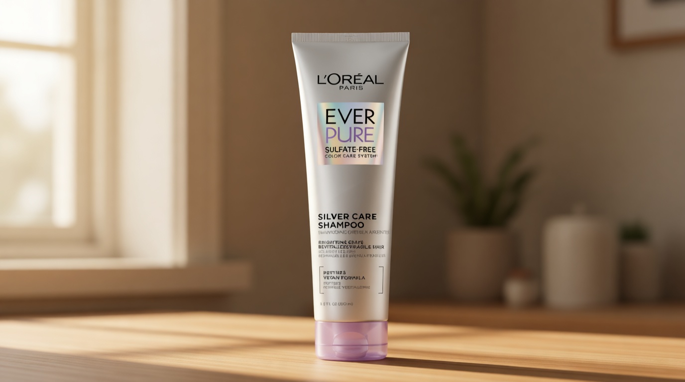 L'Oreal Paris EverPure Brightening and Nourishing Shampoo for Gray Hair, Sulfate-Free Vegan Formula with Peptides, 8.5 Fl Oz