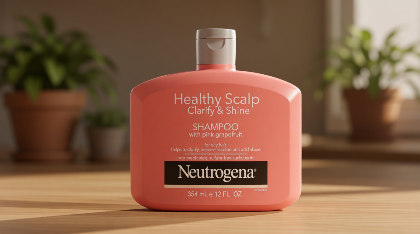 Neutrogena Exfoliating Healthy Scalp Clarifying Shampoo for Oily Hair & Scalp, Pink Grapefruit pH-Balanced Anti-Residue Formula Adds Shine, Sulfate, Paraben & Phthalate-Free, Color-Safe, 12 Fl Oz