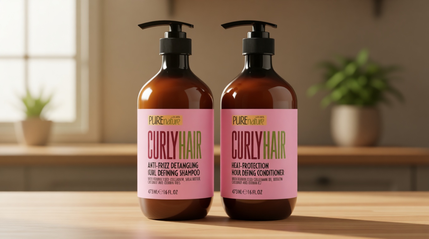 Curly Hair Shampoo and Conditioner Set - Sulfate Free and Color Safe - For Wavy, Frizzy, Fine, Black and Permed Styles - Moisturizing for Men and Women - Deep Curl Hydrating Products with Argan Oil