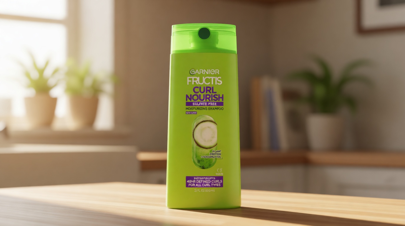 Garnier Fructis Curl Nourish Shampoo, Curly Hair Shampoo with Coconut Oil and Plant Protein, Up to 48HR Defined Curls for all Curl Types, 22 Fl Oz (Packaging May Vary) Cradle to Cradle Certified