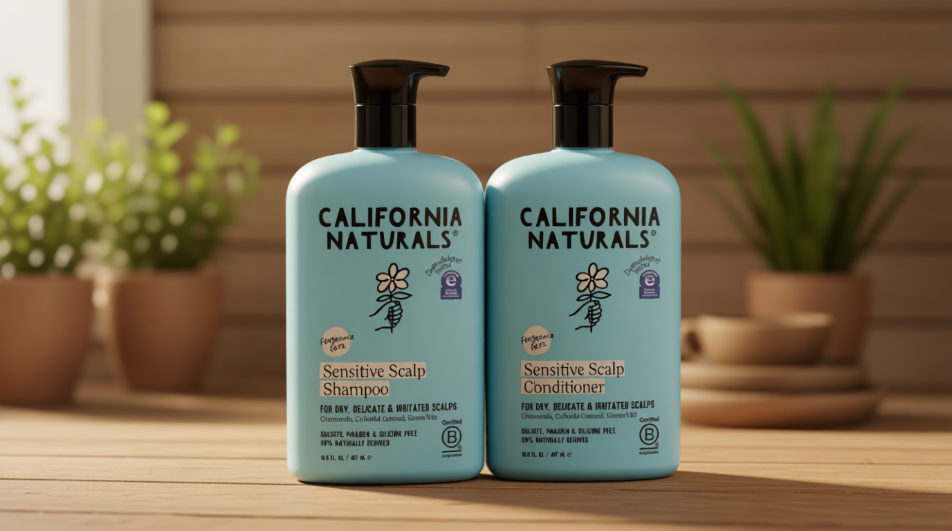 California Naturals Sensitive Scalp Shampoo & Conditioner Set, Soothing & Gentle for All Hair Types, Fragrance Free, Colloidal Oat & Chamomile, Paraben, Sulfate Free, NEA Accepted, 16.5 oz