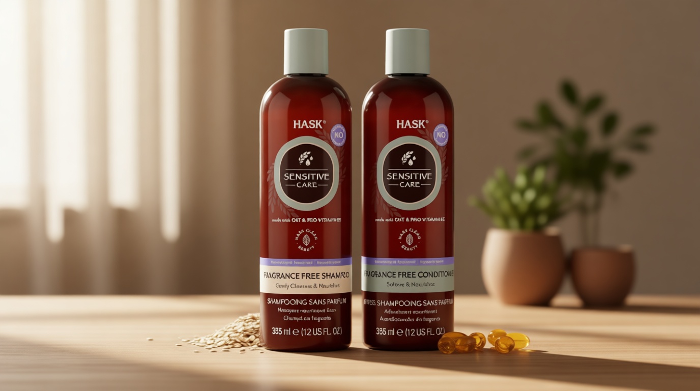 HASK Sensitive Care Shampoo + Conditioner Set | Fragrance-Free, Paraben-Free, Sulfate-Free, Gluten-Free, Vegan, Cruelty-Free, Color Safe | 12oz each