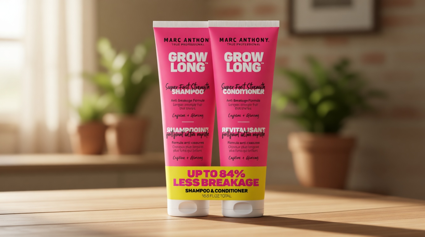 Marc Anthony Shampoo and Conditioner Gift Set, Grow Long Biotin - Anti-Frizz Deep Conditioner For Split Ends & Breakage - Vitamin E, Caffeine & Ginseng for Curly, Dry & Damaged Hair