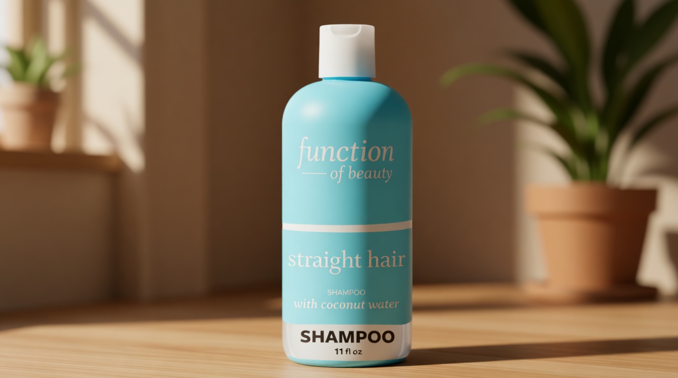 Function of Beauty Straight Hair Shampoo - Sulfate-Free Shampoo Gently Cleanses & Hydrates for Sleek Straight Hair - Lightweight & Hydrating with Coconut Water- Hair Care Products
