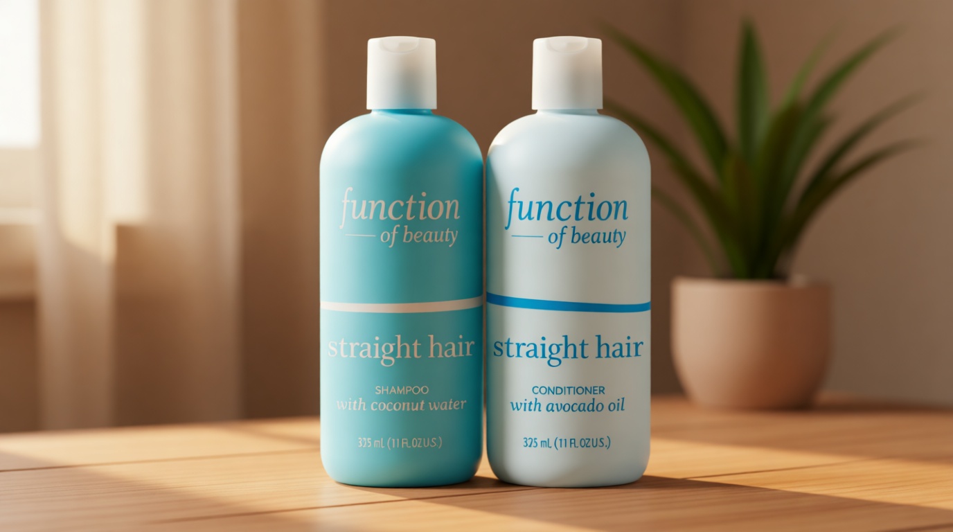 Function of Beauty Straight Hair Shampoo & Conditioner Set - Sulfate-Free Shampoo & Conditioner Duo for Natural Volume & Shine - Anti-Frizz, Lightweight & Hydrating - Oily Hair Care Products