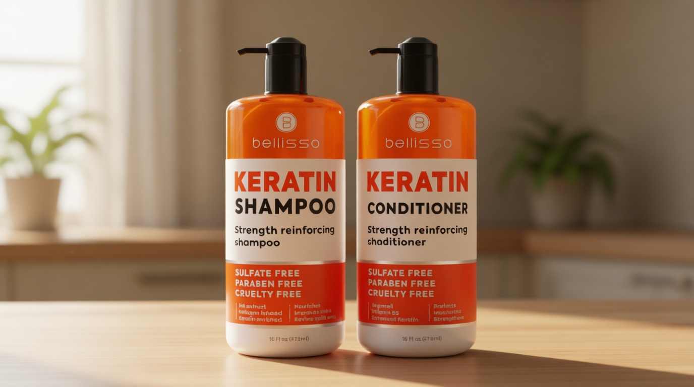 Keratin Shampoo and Conditioner Set - Sulfate Free and Paraben Free - Salon Thickening Treatment for Dry, Damaged, Curly, Frizzy, Straight or Color Treated Hair - Anti Frizz Formula for Women and Men