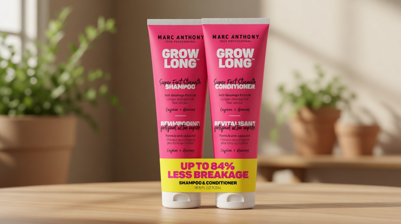 Marc Anthony Shampoo and Conditioner Gift Set, Grow Long Biotin - Anti-Frizz Deep Conditioner For Split Ends & Breakage - Vitamin E, Caffeine & Ginseng for Curly, Dry & Damaged Hair