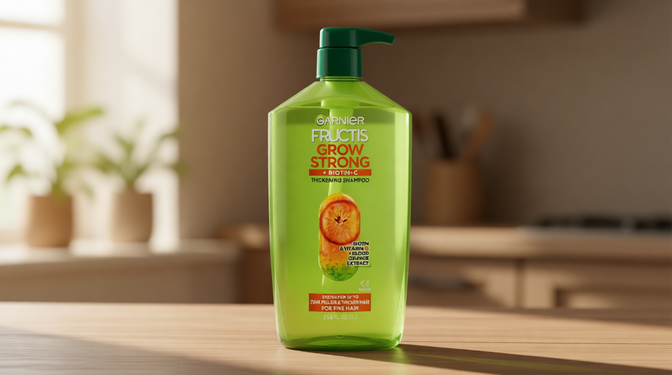 Garnier Fructis Grow Strong Thickening Shampoo for Fine Hair, Biotin-C, 33.8 Fl Oz, 1 Count (Packaging May Vary)