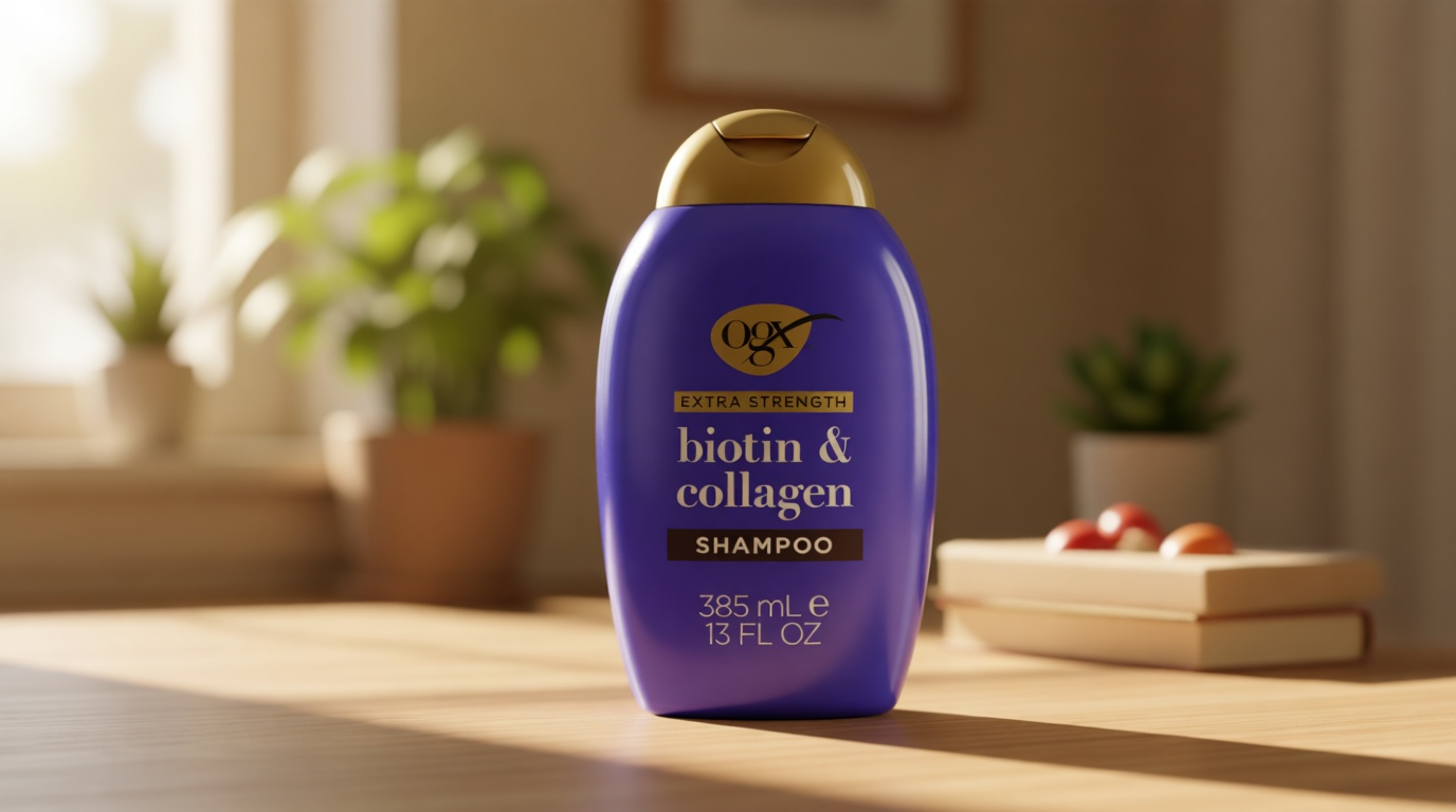 OGX Thick & Full + Biotin Collagen Extra Strength Volumizing Shampoo with Vitamin B7 Hydrolyzed Wheat Protein for Fine Hair. Sulfate-Free Surfactants Thicker, Fuller Hair, 13 Fl Oz