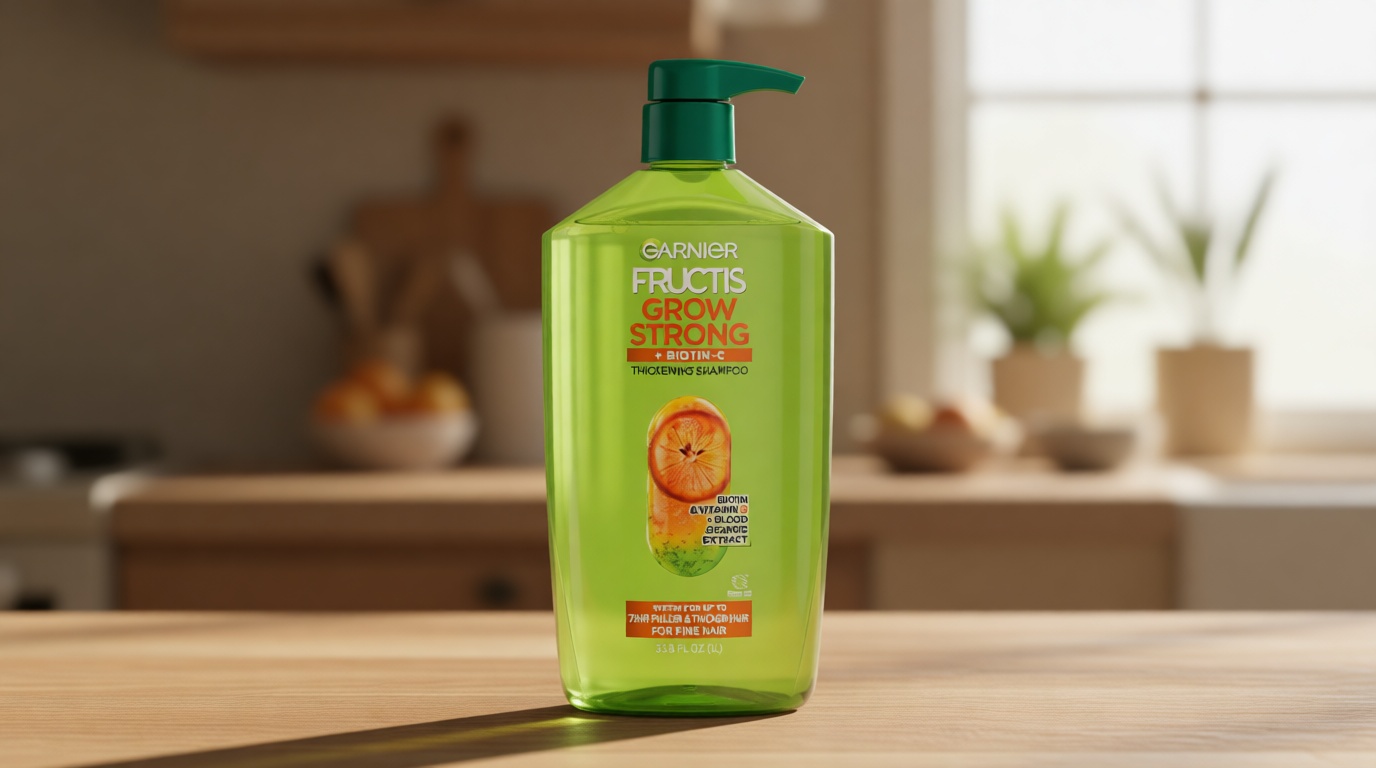 Garnier Fructis Grow Strong Thickening Shampoo for Fine Hair, Biotin-C, 33.8 Fl Oz, 1 Count (Packaging May Vary)