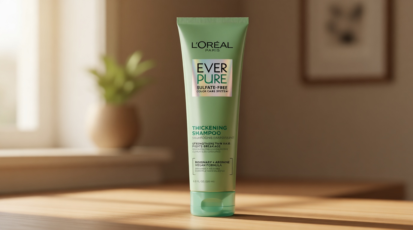 L'Oreal Paris Thickening Sulfate Free Shampoo, Thickens + Strengthens Thin, Fragile Hair, Hair Care with Rosemary Leaf, EverPure, 8.5 Fl Oz (Packaging May Vary)