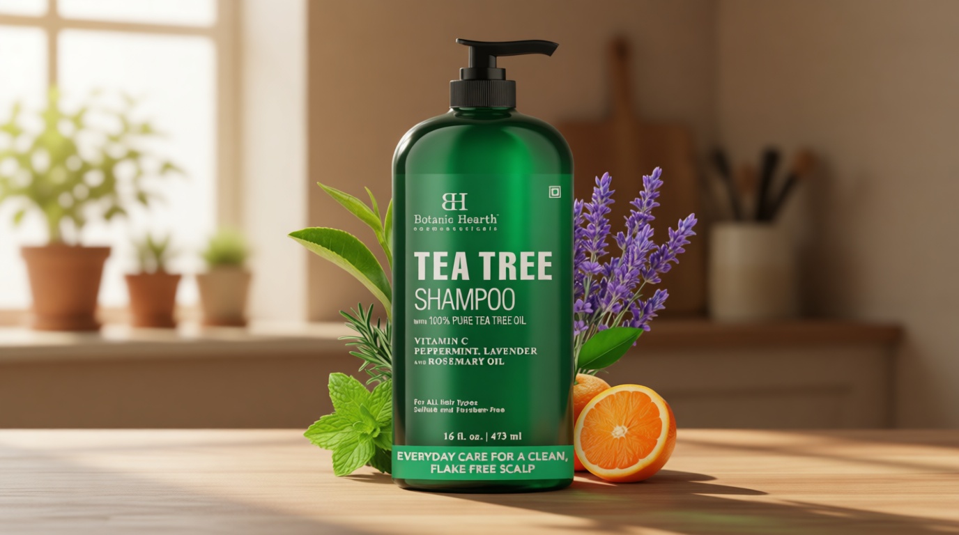 Botanic Hearth Tea Tree Shampoo, Vitamin C, Peppermint, Lavender and Rosemary Oil, Fights Dandruff and Dry Scalp, 16 fl oz