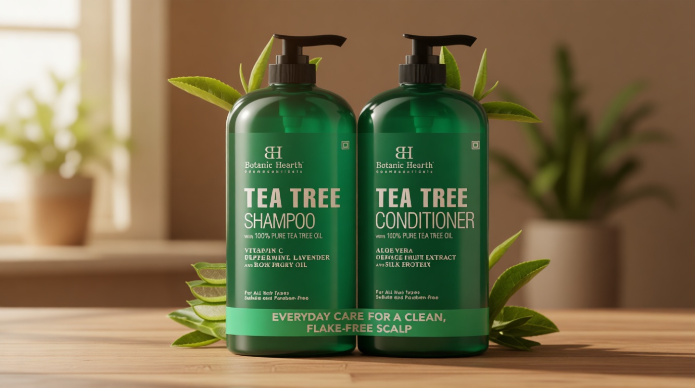 Botanic Hearth Tea Tree Shampoo And Conditioner Set | With 100% Pure Tea Tree Oil, For Itchy And Dry Scalp, Sulfate/Paraben Free | For Men And Women | 16 Fl Oz Each