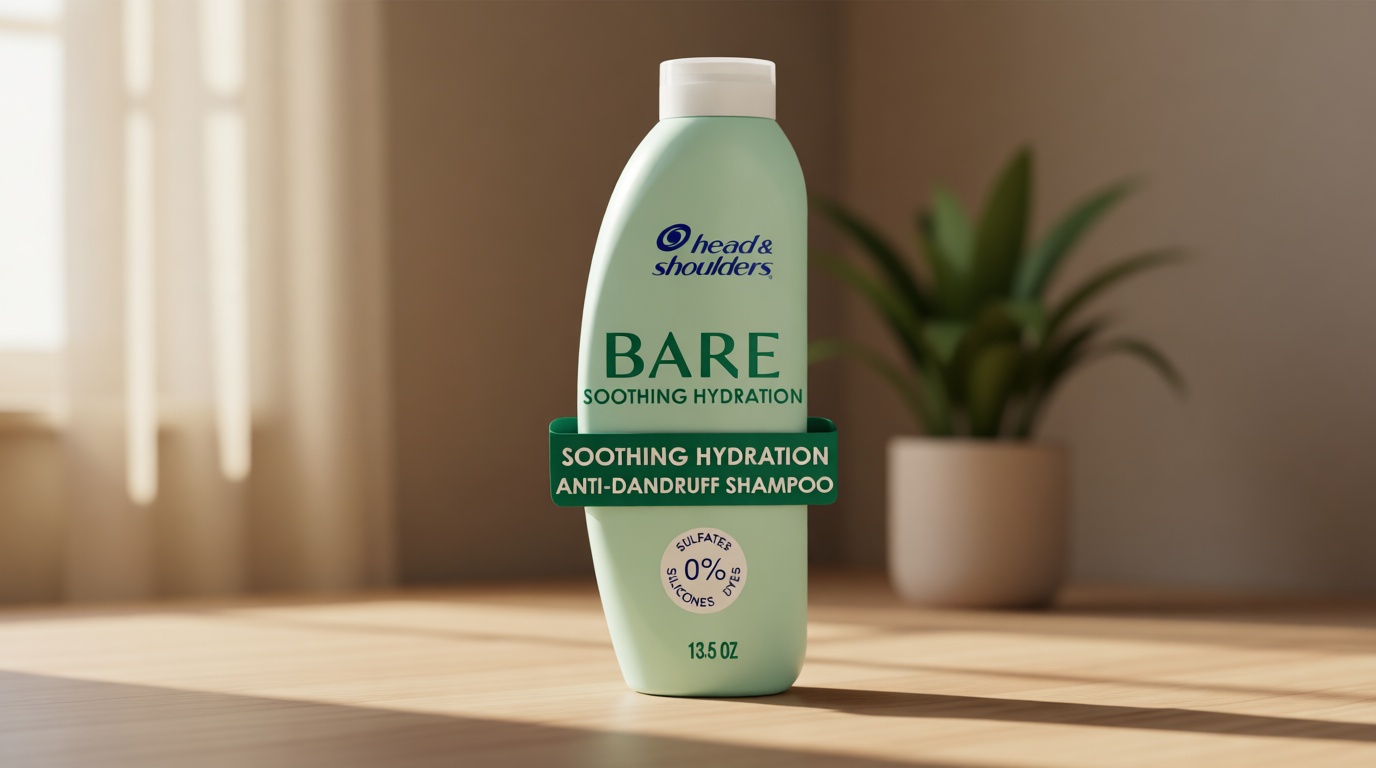 Head & Shoulders Anti-Dandruff Shampoo, BARE Soothing Hydration, 1% Pyrithione Zinc, Dry Scalp Relief, Free of Sulfates, Silicones, Dyes, 13.5 fl oz