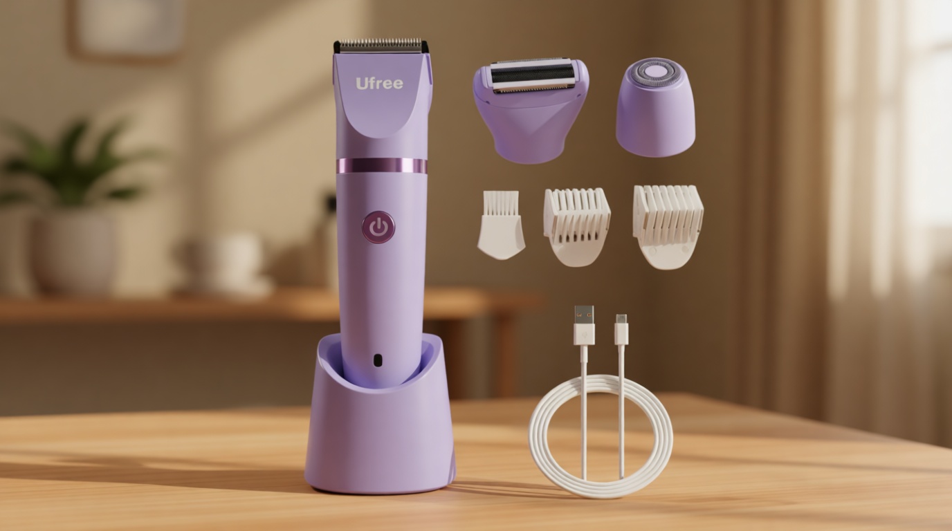 Ufree Bikini Trimmer Electric Razors for Women, Rechargeable Pubic Body Hair Trimmer Electric Shaver for Legs Body Hair, Bikini Shaver IPX7 Waterproof, Gifts for Women, Purple