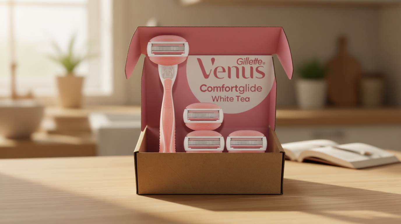 Gillette Venus ComfortGlide White Tea Women's Razor 1 Handle + 4 Blade Refills