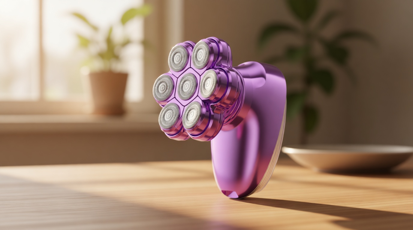 5-in-1 Electric Razors for Women, 7D Magnetic Heads Full Body Shaver, Waterproof Wet Dry Hair Remover with LED Display, Rechargeable Bikini Trimmer for Underarms, Face, Legs, Lips, Arms (Purple)