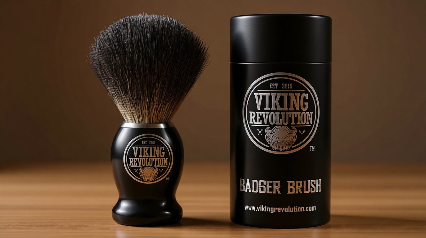 Viking Revolution Badger Hair Shaving Brush- Shave Brush for Wet Shave Using Shaving Cream & Soap- Best Shave of Your Life for Safety Razor, Double Edge Razor, Straight Razor or Shaving Razor