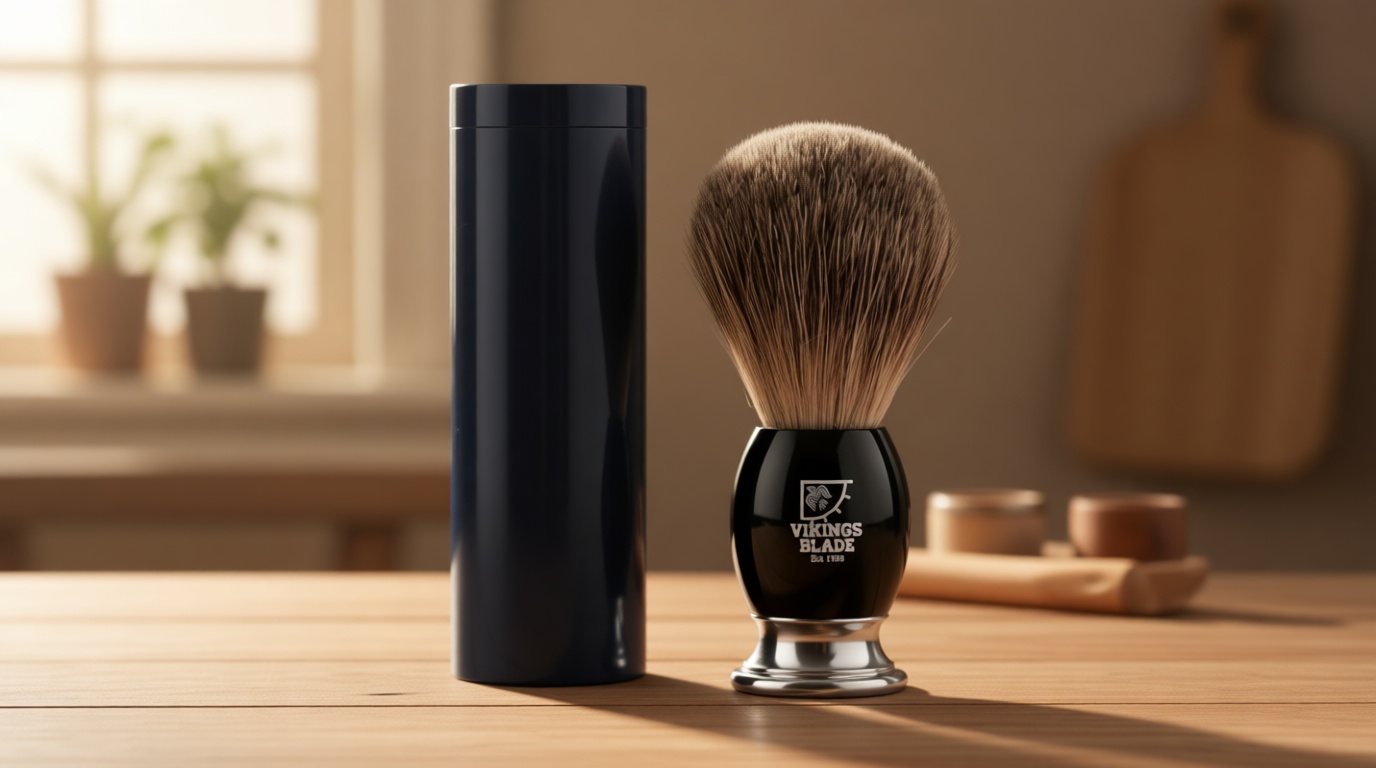 Luxury Shaving Brush for Men by VIKINGS BLADE, Ultra Heavy Acrylic & 316L Steel Handle, Super Strong Knot Backbone, Minimal Shedding, Fast Lather, Extremely Smooth & Plush on Skin (Dark Stallion)