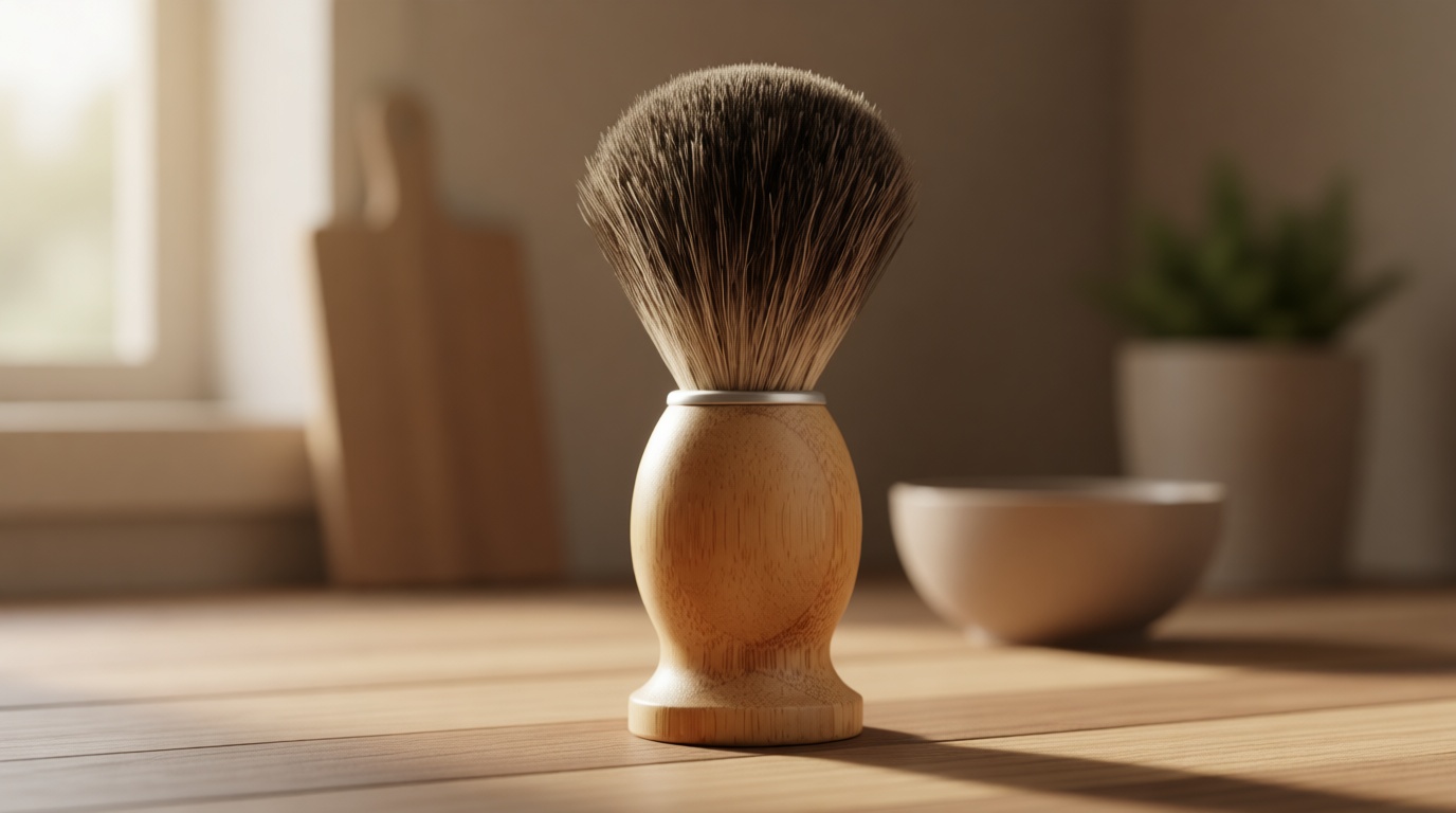 KIKC Hand Crafted Pure Badger Shaving Brush for Wet Shave, Comfortable Bamboo Handle, Soft Bristle, Best Gift for Bearded Man
