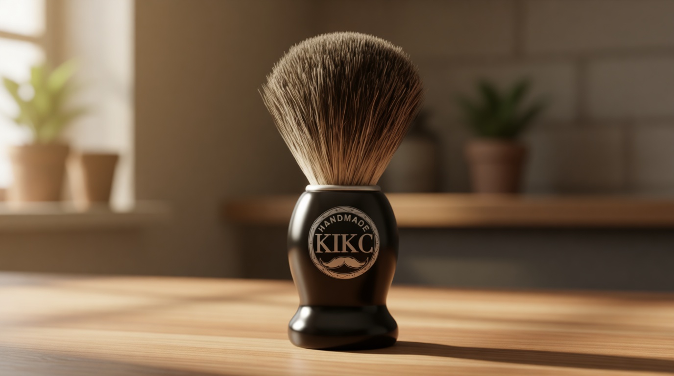 KIKC Hand Crafted Pure Badger Shaving Brush for Wet Shave, Soft Bristle, Wood Handle Black Color, Best Gift for Bearded Man