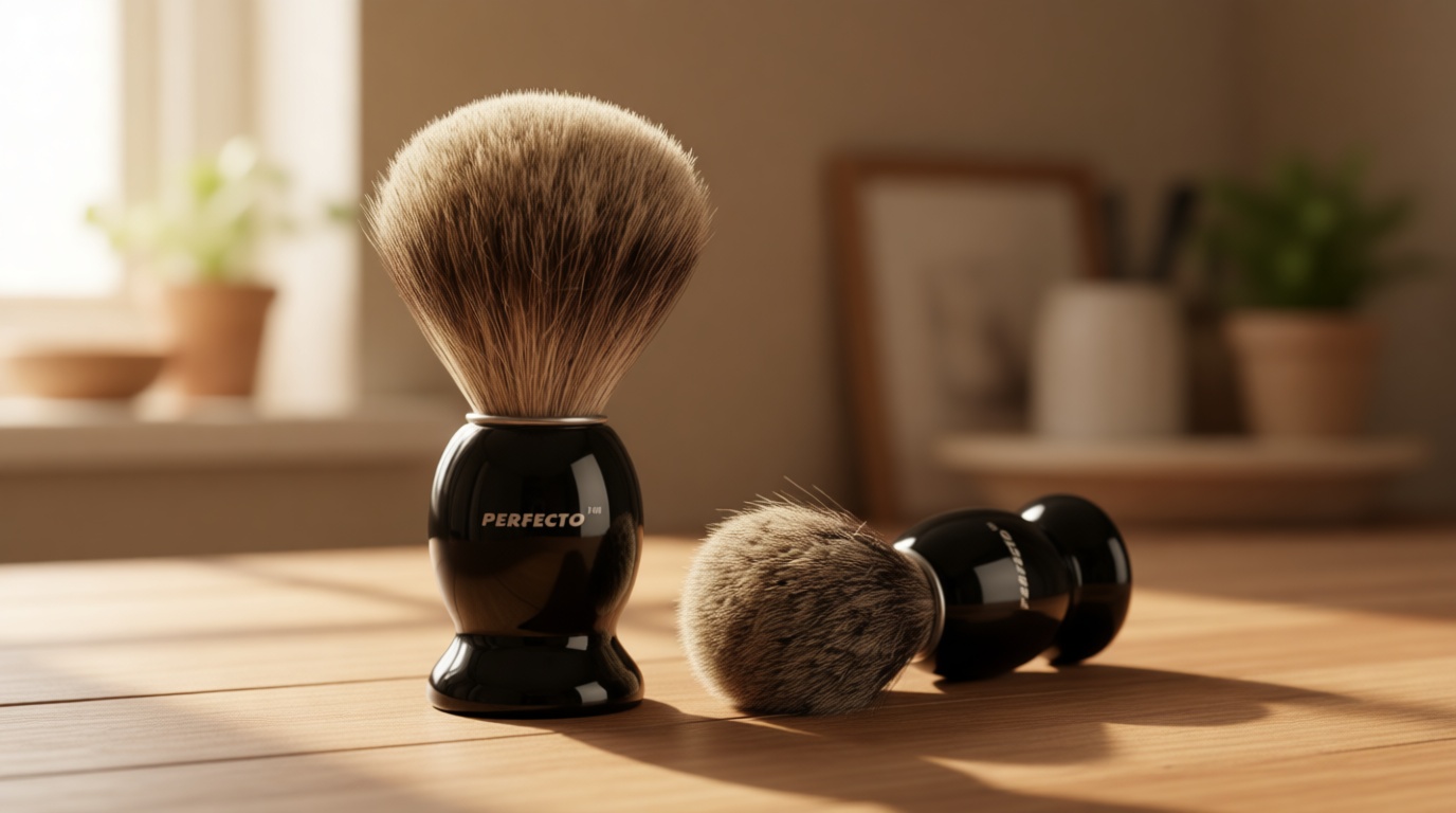 Perfecto 100% Pure Badger Shaving Brush-Black Handle- Engineered for The Best Shave of Your Life. for, Safety Razor, Double Edge Razor, Straight Razor or Shaving Razor, Its The Best Badger Brush.