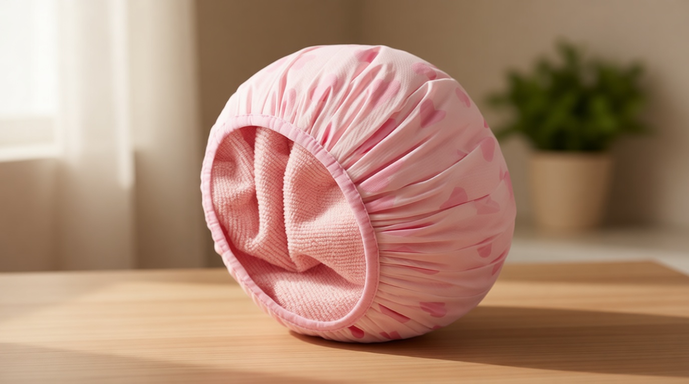 Auban Shower Cap, Shower Cap for Women Terry Cloth Lined EVA Exterior Reusable Double Layer Waterproof, Large Bath Hair Cap, Hotel Travel Essentials Accessories Cleaning Supplies(Pink) ClimatePartner certified