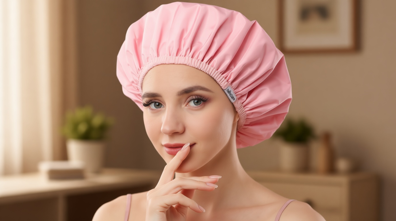 Years Calm Shower Caps For Women Reusable Waterproof，Pattern And Solid Color Dual-Layer Design For Dual-Layer Usable，Protects Hair In Shower, Spa, Cooking, Clean & Travel (Pink, One Size) Global Recycled Standard