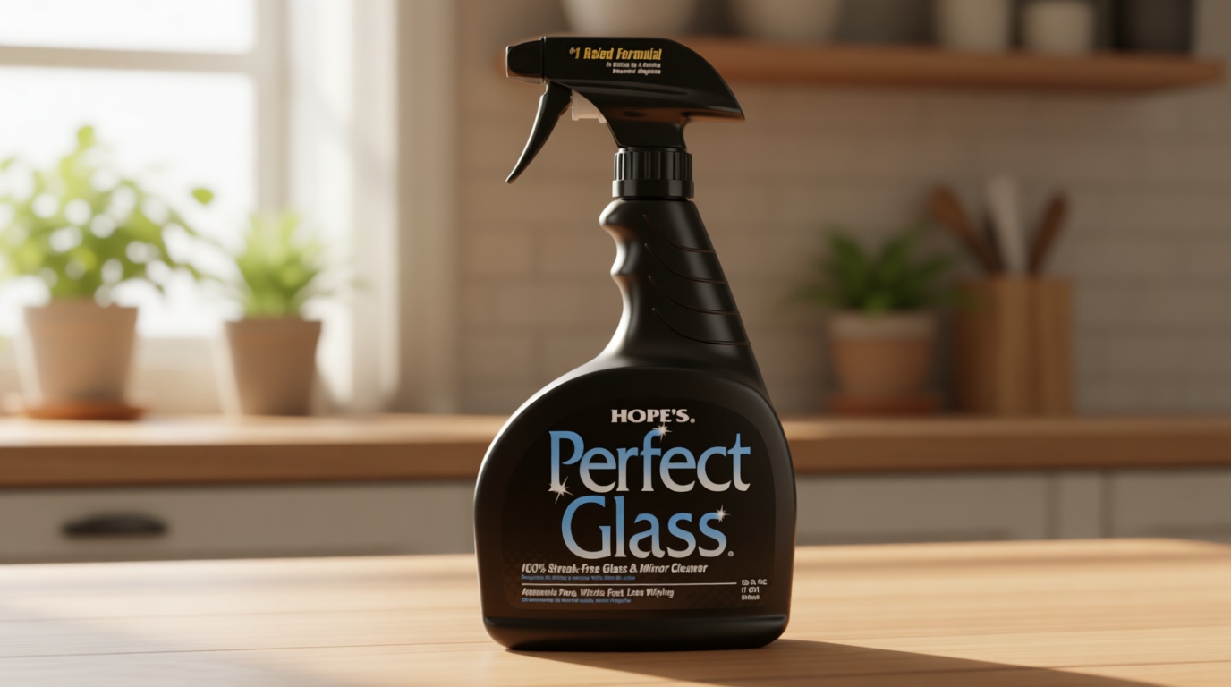 HOPE'S Perfect Glass Cleaner Spray, Streak-Free, Ammonia-Free Window, Mirror, Screen, Tinted Glass, and Shower Door Cleaner, Indoor and Outdoor Glass Surfaces, 32 Fl Oz, Pack of 1