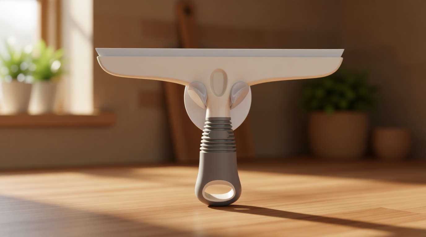 MR.SIGA Multi-Purpose Silicon Squeegee for Window, Glass, Shower Door, Car Windshield, Heavy Duty Window Scrubber, Includes Suction Hook, 10 inch, White & Gray, 1 Pack