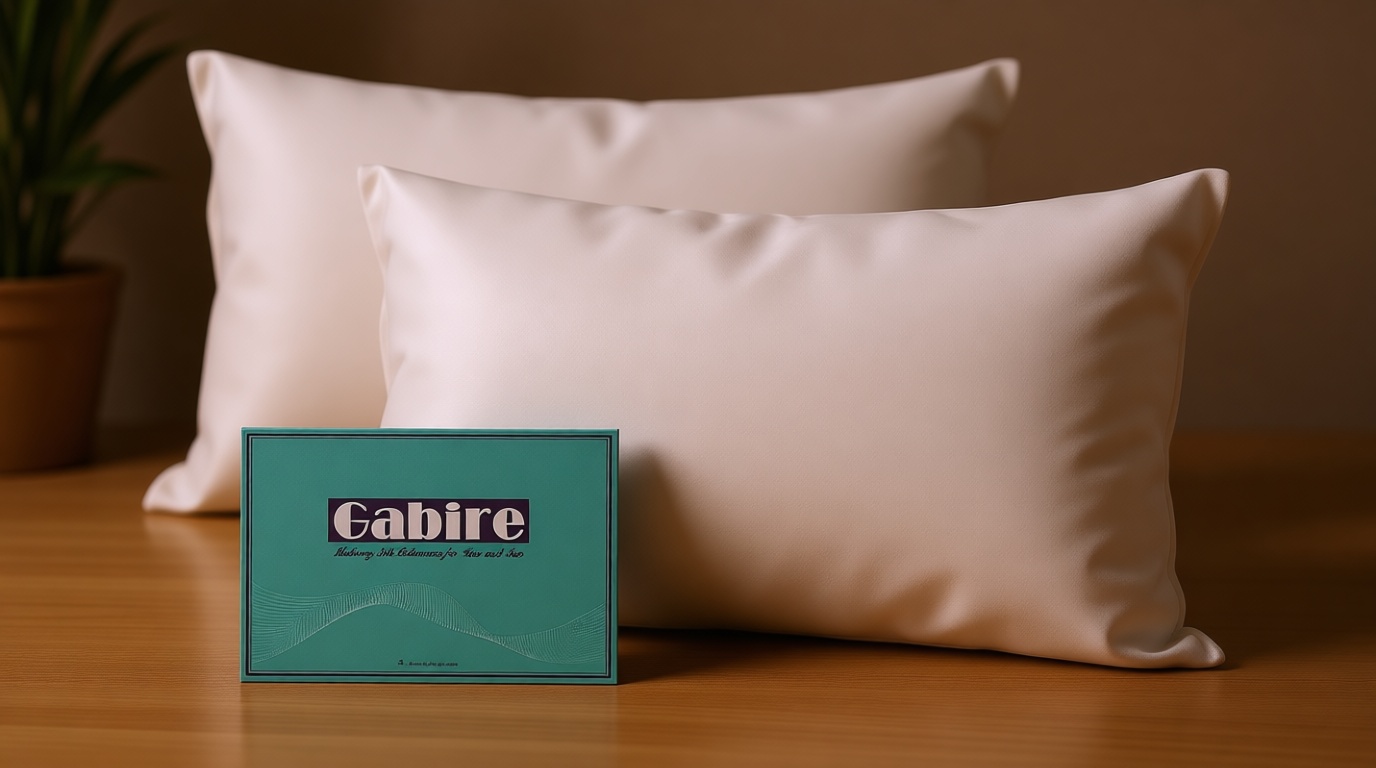 Gabire Mulberry Silk Pillow Cases Set of 2, Both Sides Real Silk Pillowcase for Hair and Skin Prevent Acne Pillowcase Organic Silk Pillowcases 2 Pack with Hidden Zipper, White, Standard (20"×26")