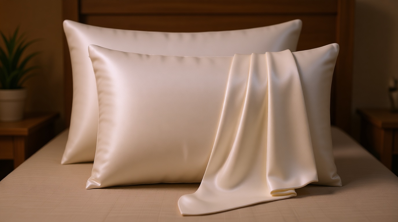 Silk Pillow Cases 2 Pack, Mulberry Silk Pillowcases Standard Set of 2, Health, Smooth, Anti Acne, Beauty Sleep, Both Sides Natural Silk Satin Pillow Cases for Women 2 Pack with Zipper for Gift,White