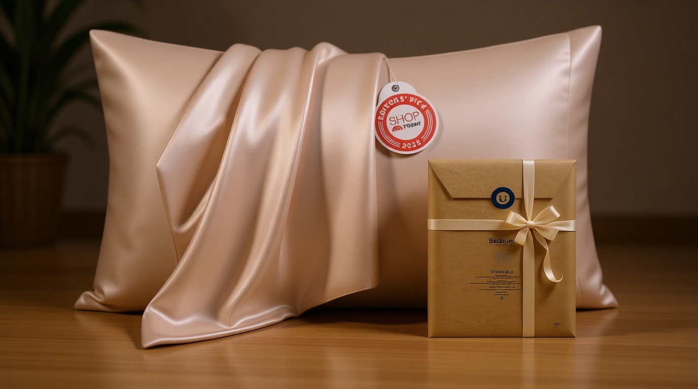 Bedsure Satin Pillowcases, Similar to Silk Pillow Cases Queen Size Set of 2, Cooling Pillow Case for Sleeping Women with Envelope Closure, Gifts for Women Men, Beige, 20x30 Inches, 2pcs OEKO-TEX STANDARD 100