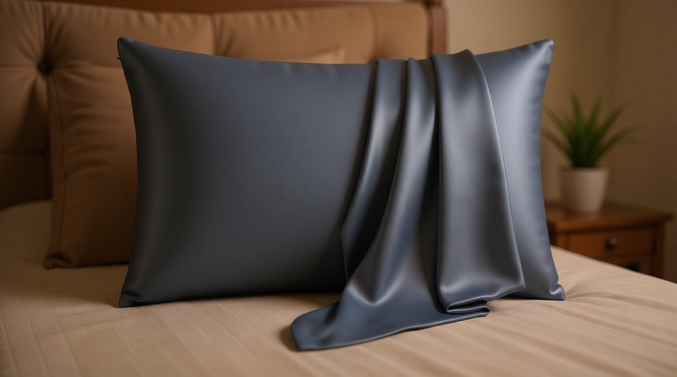 Silk Pillowcase for Hair and Skin, Mulberry Silk Pillow Cases Standard Size, Anti Acne Cooling Sleep Both Sides Natural Silk Satin Pillow Covers with Hidden Zipper, Gifts for Women Men, Ash Blue