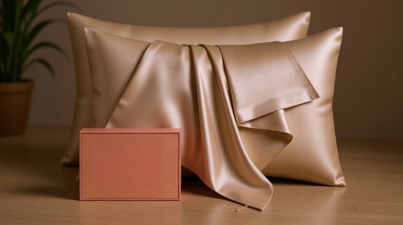 Silk Pillow Cases 2 Pack Standard Size with Hidden Zipper, Mulberry Silk Pillowcase for Hair and Skin, Smooth and Soft Breathable Cooling Silk Satin Pillowcase Set of 2, Gifts for Women，Champagne