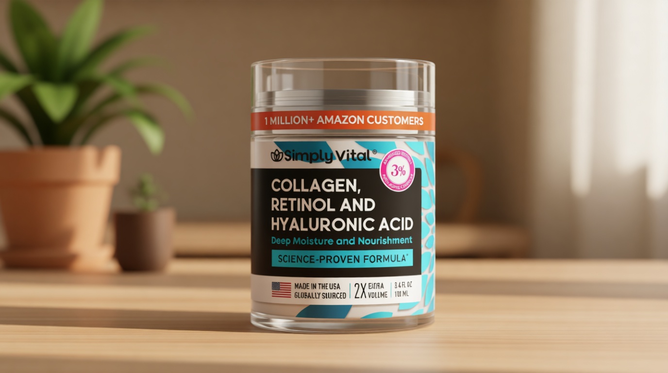 Anti-Aging Face Moisturizer with Retinol, Collagen & Hyaluronic Acid - Made in USA - Moisturizer Face Cream for Women & Men - Firming & Hydrating Neck Cream - Day & Night Skin Care - 3.38 fl oz