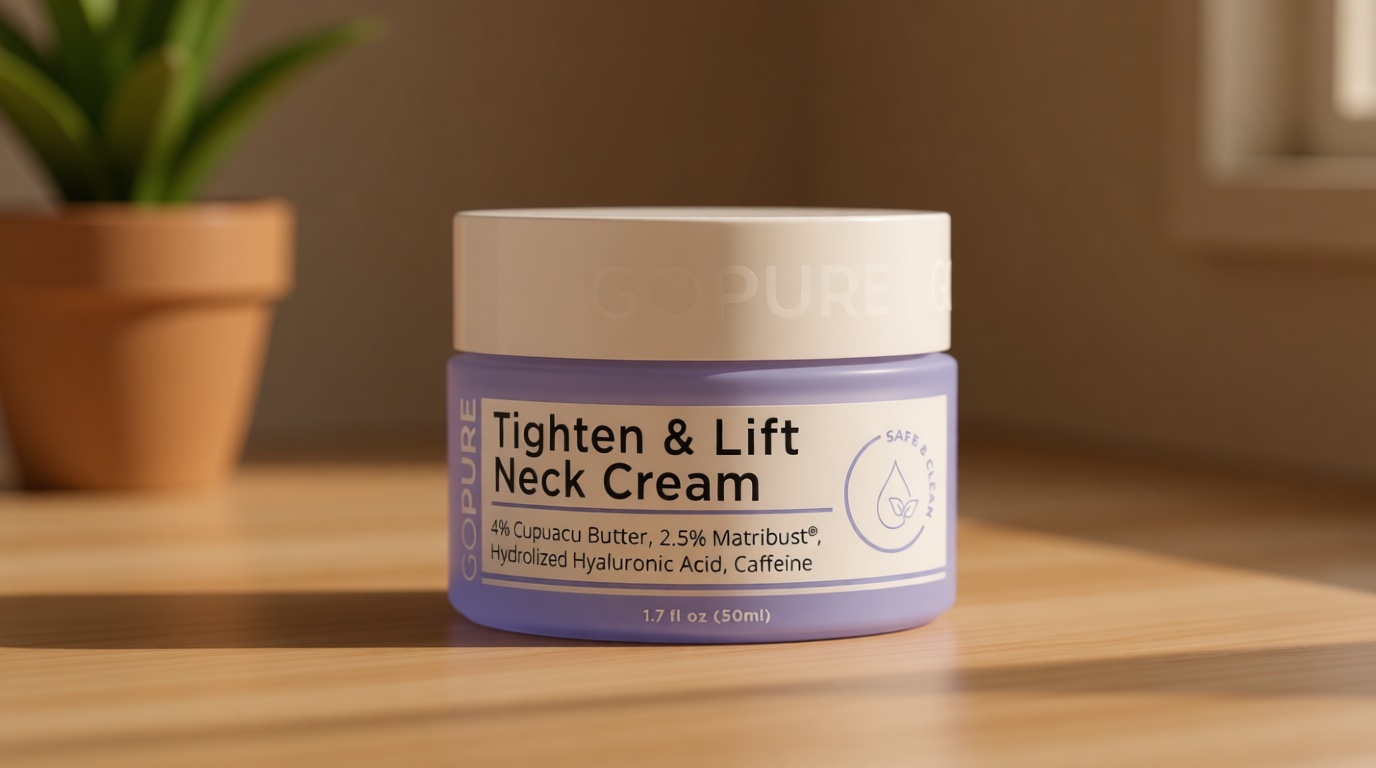 goPure Tighten & Lift Neck & Chest Moisturizer Cream for Visibly Firming, Tightening and Lifting Wrinkles & Crepey Skin, 1.7oz